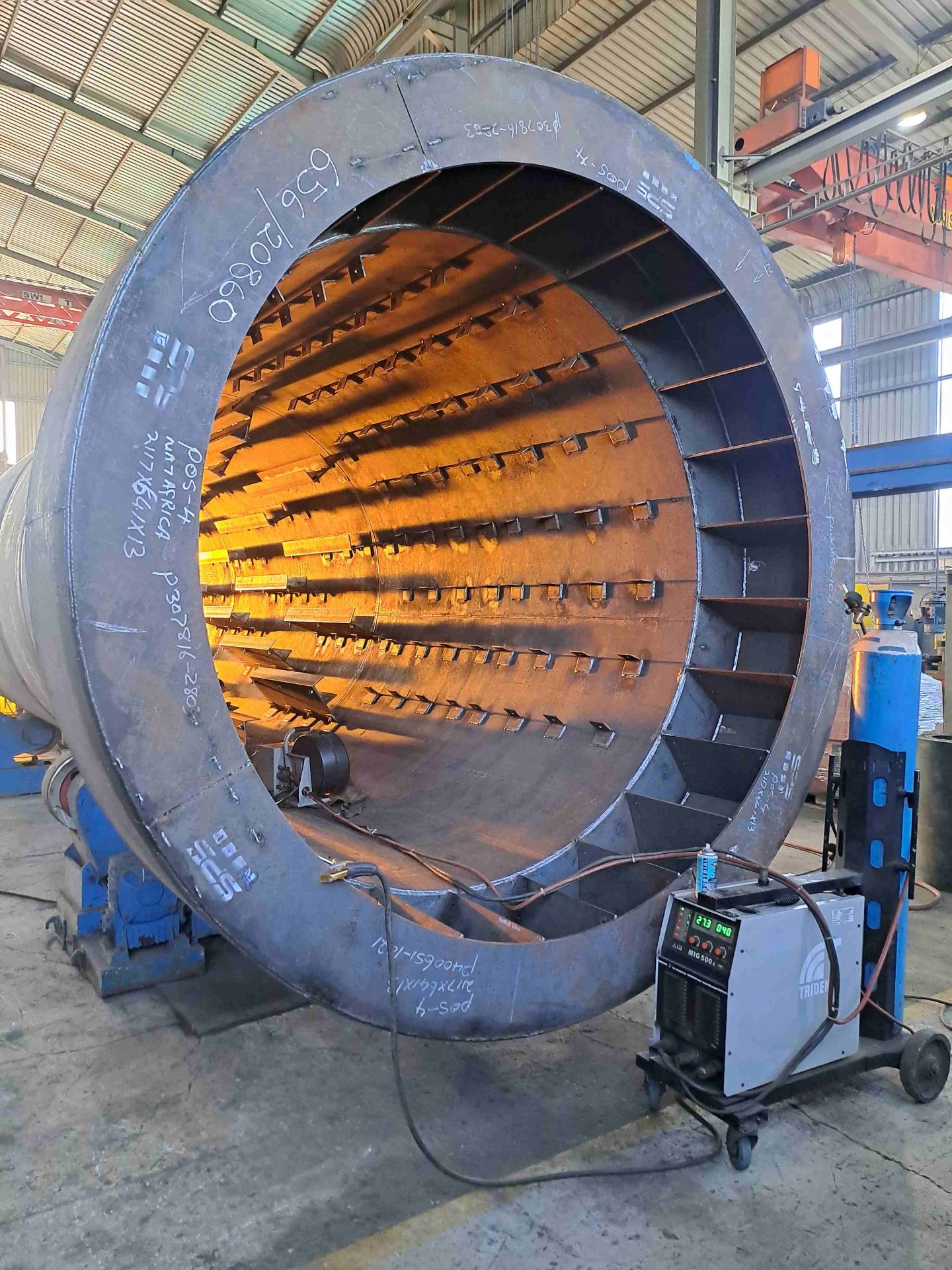 Rotary kiln project — internal flights and shell detail